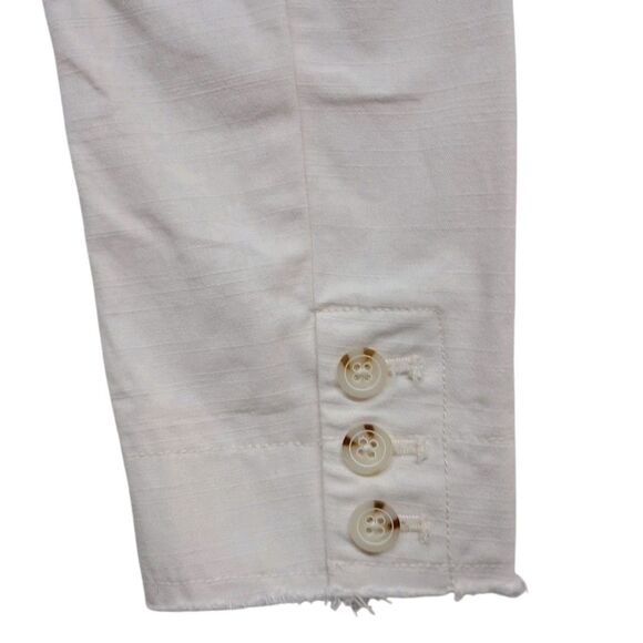 Anthropologie Pilcro Fray Hem Blazer Jacket Womens XS Ivory Pink Double Breasted - Picture 4 of 12